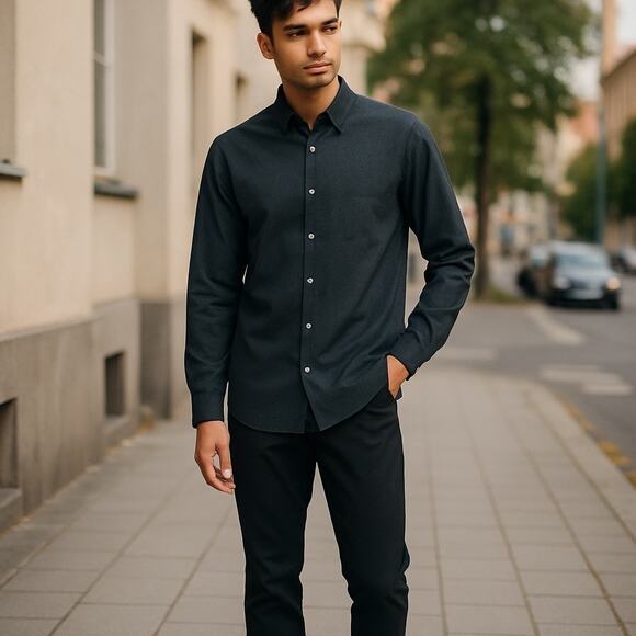 Banana Republic Men’s XL 100% Wool Shirt Charcoal Gray Heritage Fit Button Front - Picture 1 of 11